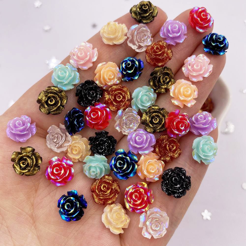 Art Craft Rose - 50 Stücke 10mm AB Harz Glitter