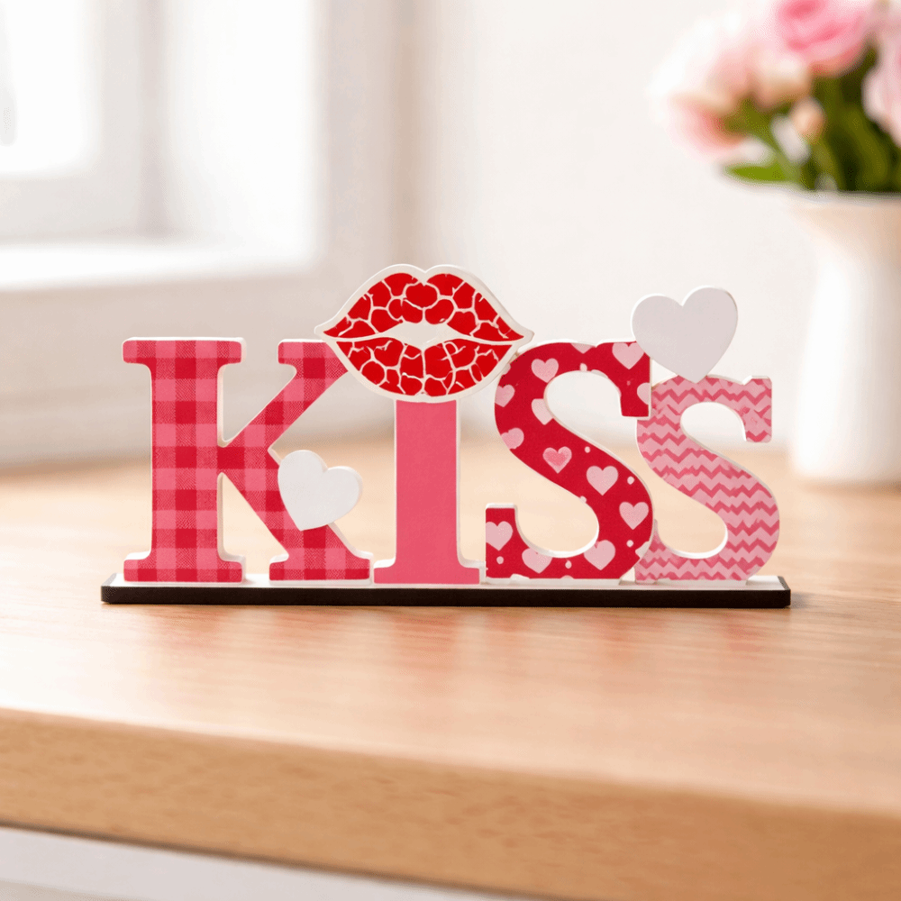 Art And Craft Valentine - LOVE KISS Holzknoten-Ornament Lippen-Liebesherz Holzkunst Handgefertigte