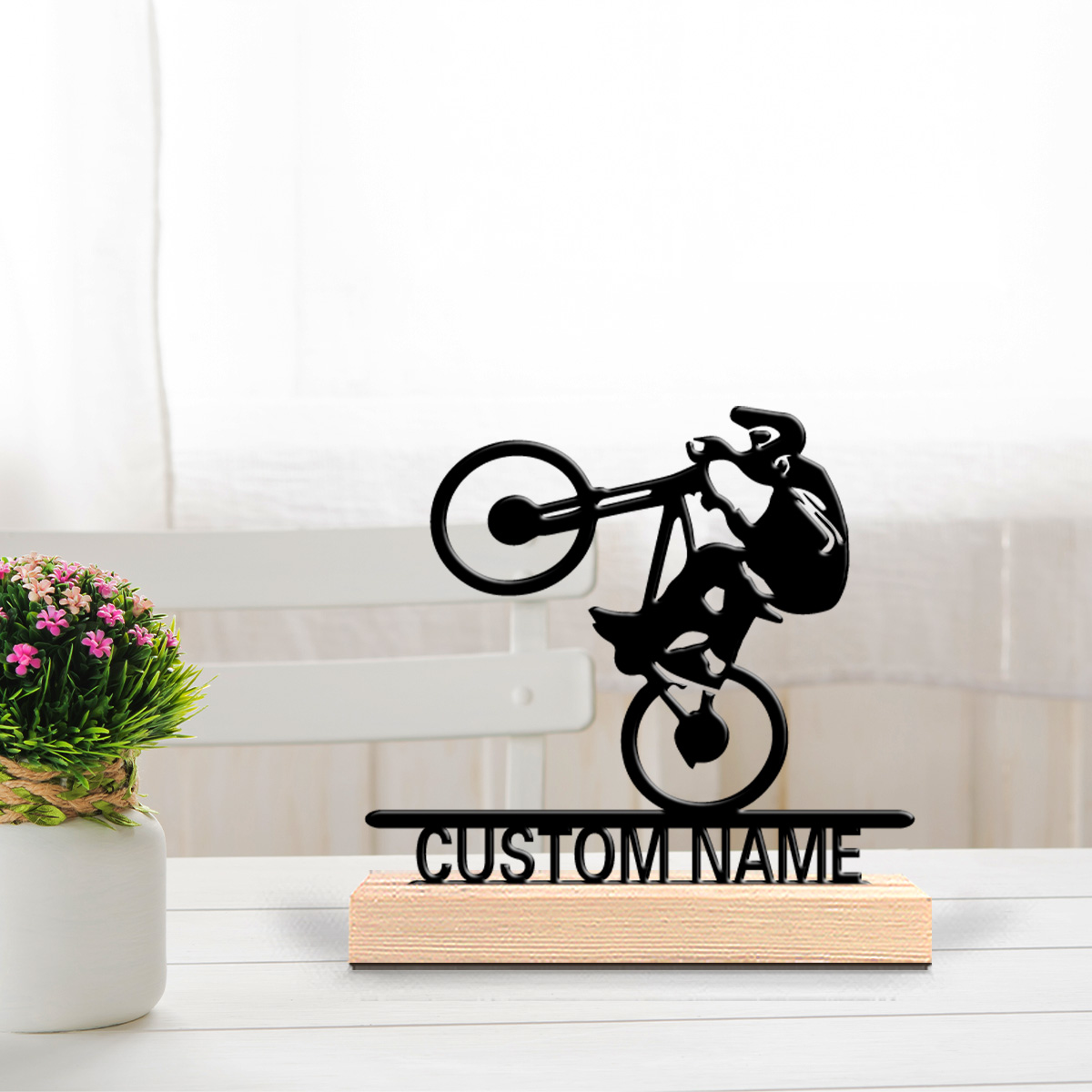 Art Craft Names - 1 Stück Modische Fahrrad-Metallstatue mit individuellem