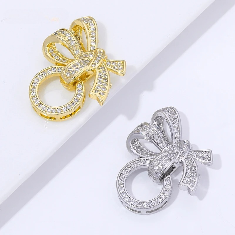 Art Craft Ideas - 18K Vergoldete Perlenverschlüsse mit Zirkonia-Besatz, 3-Ring-Schmetterlings-Schmuckverschlüsse