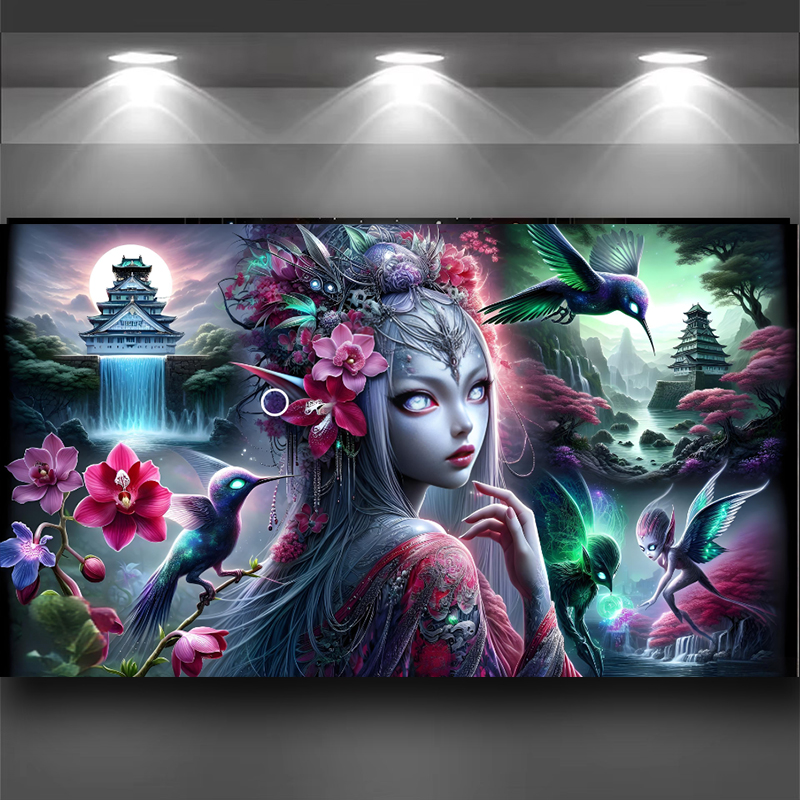 Art And Craft Valentine - Diamant Kunst Landschaft Frau Vogel Diy