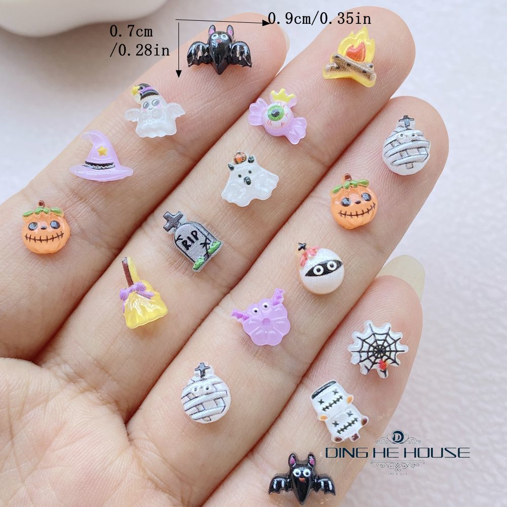 Art Craft Hat - 30/50/100 Stück Mini-Halloween-Nagelkunst-Dekoration, niedlicher Cartoon, verrückter