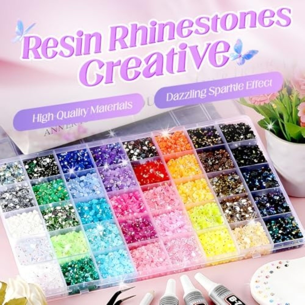 Art Craft Hat - Mehrfarbiges Harz-Strass-Set Funkelnde DIY-Dekoration Flache Edelsteine