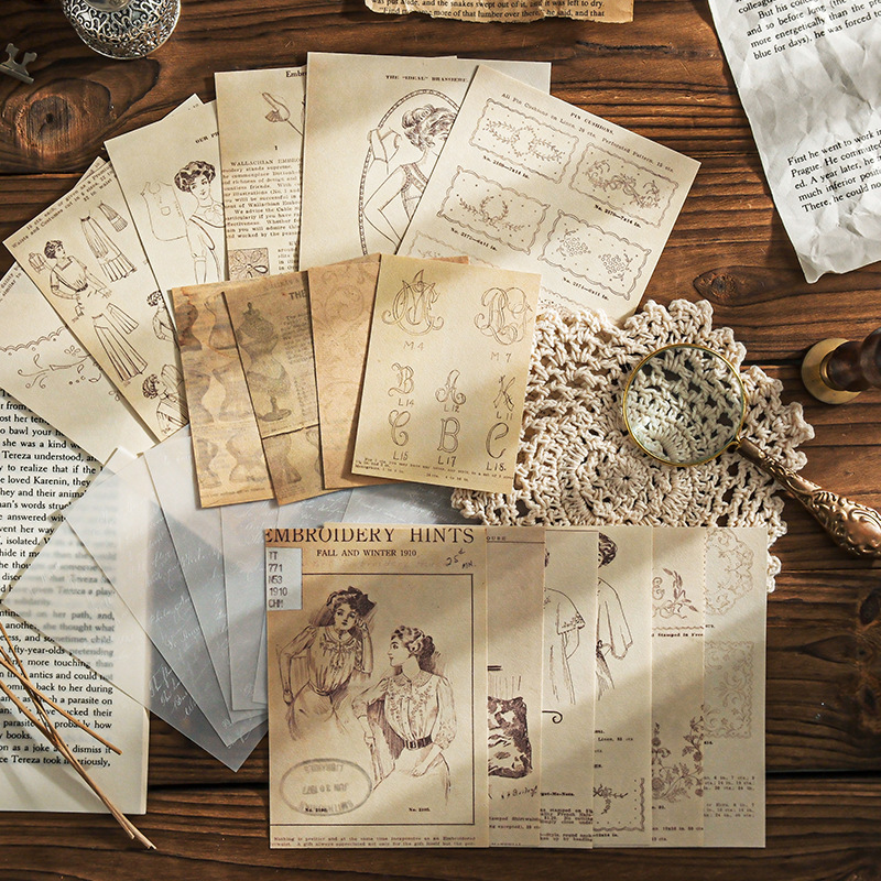 Art Craft Journal - Vintage Scrapbooking Bastelpapier-Set Retro Sortierte Muster