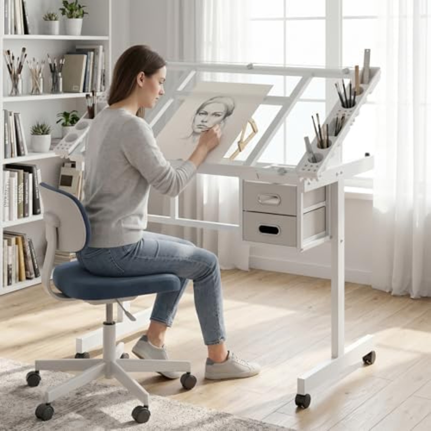 Art Craft Table - Rollbarer Zeichentisch, Mal- und Basteltisch mit