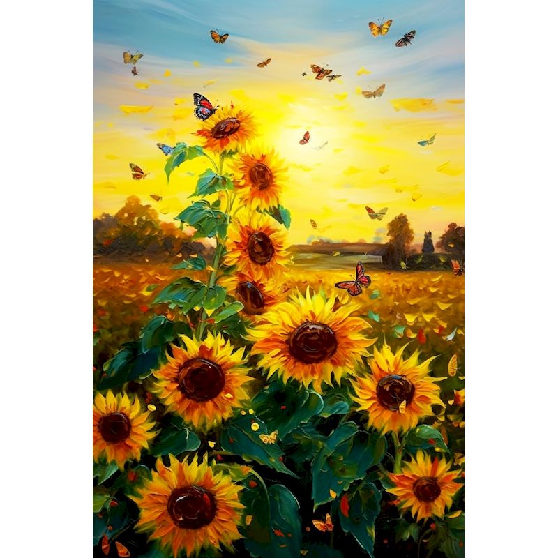 Art Craft Ideas With Paper - RUOPOTY Sonnenblumen-Diamantmalerei DIY-Bastelset Blumen-Motiv Rund/Quadratisch Bastelzubehör