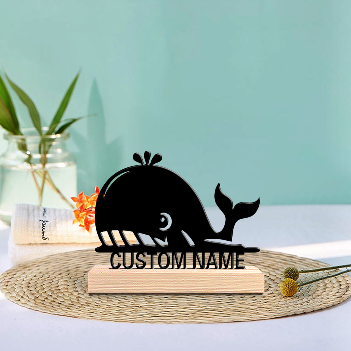 Art Craft Names - 1 Stück abstrakte Wal-Statue aus Metall