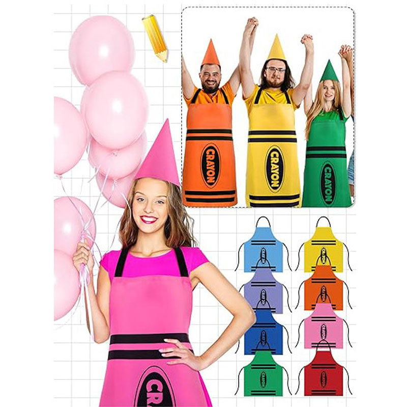 Art Craft Hat - Buntes Crayon-Themen-Zwerg-Set – Schürze und Kegelhut
