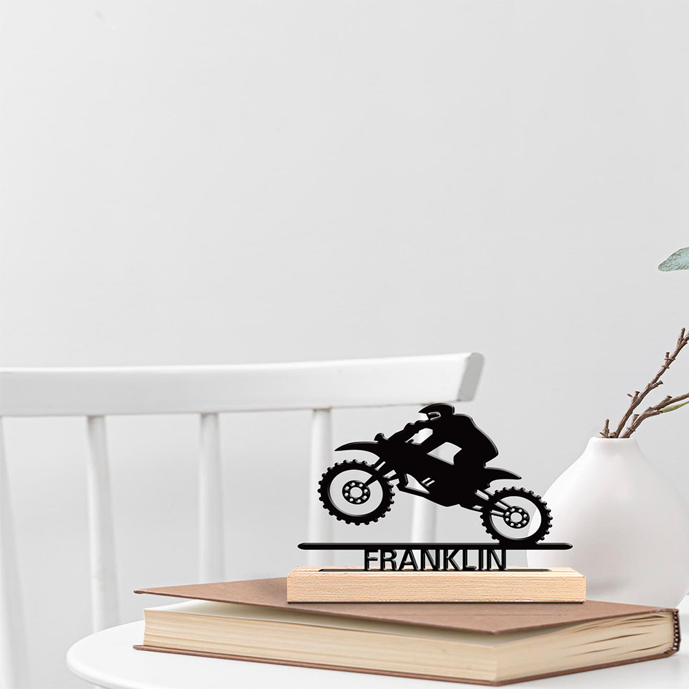 Art Craft Names - 1 Stück Abstrakte Motorrad-Skulptur mit Sprungmotiv,