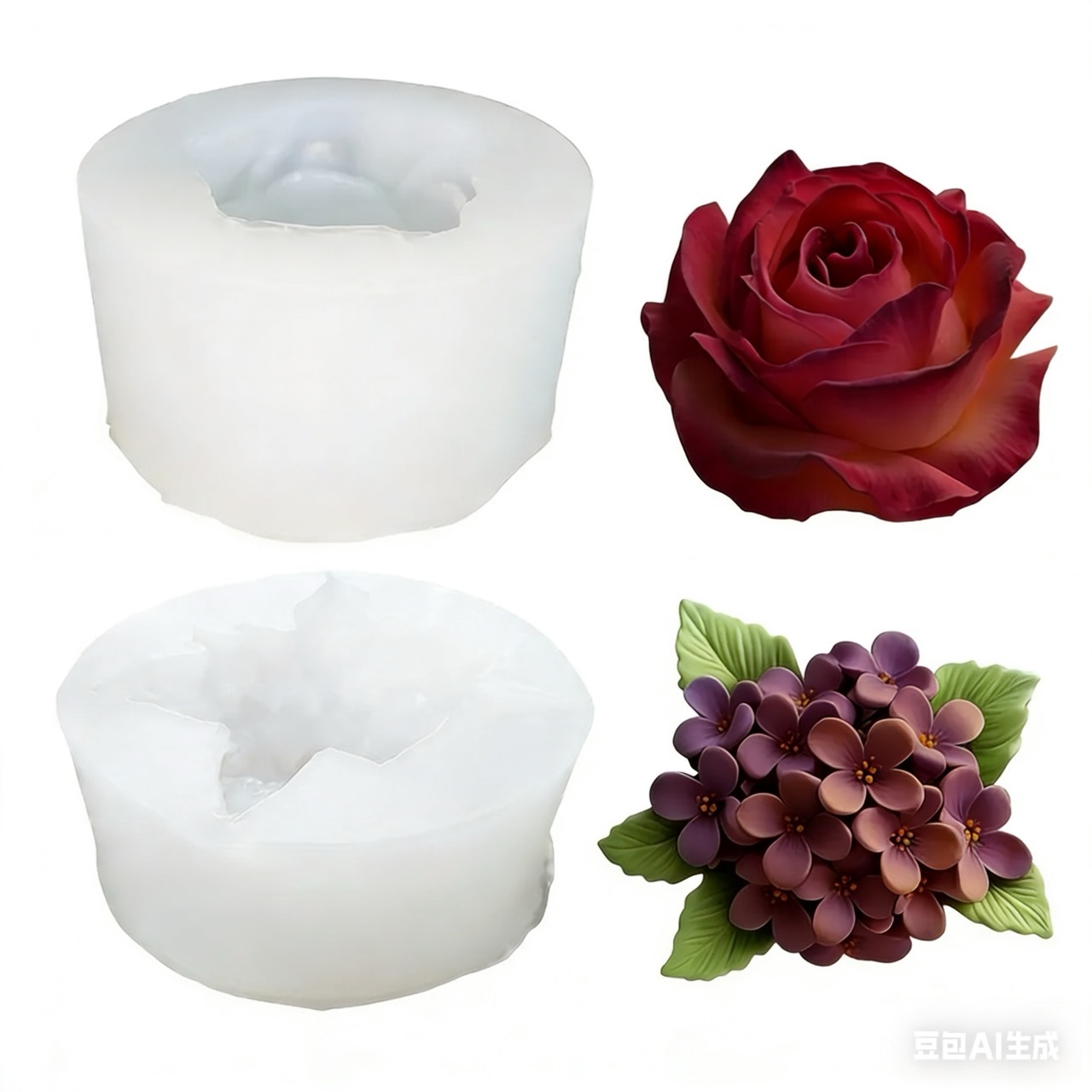 Art Craft Rose - 2 Stück 3D-Silikonformen mit Rosen- und
