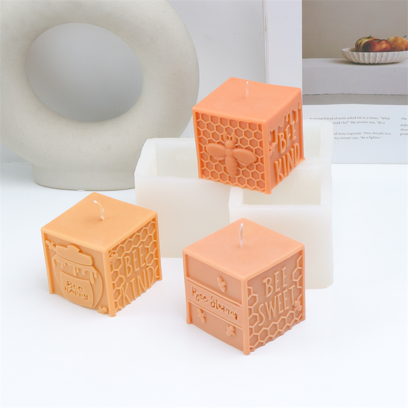 Letter S Art Craft - 3D Waben-Säulen-Bienen-Silikonform für Kerzen, DIY Gravierte