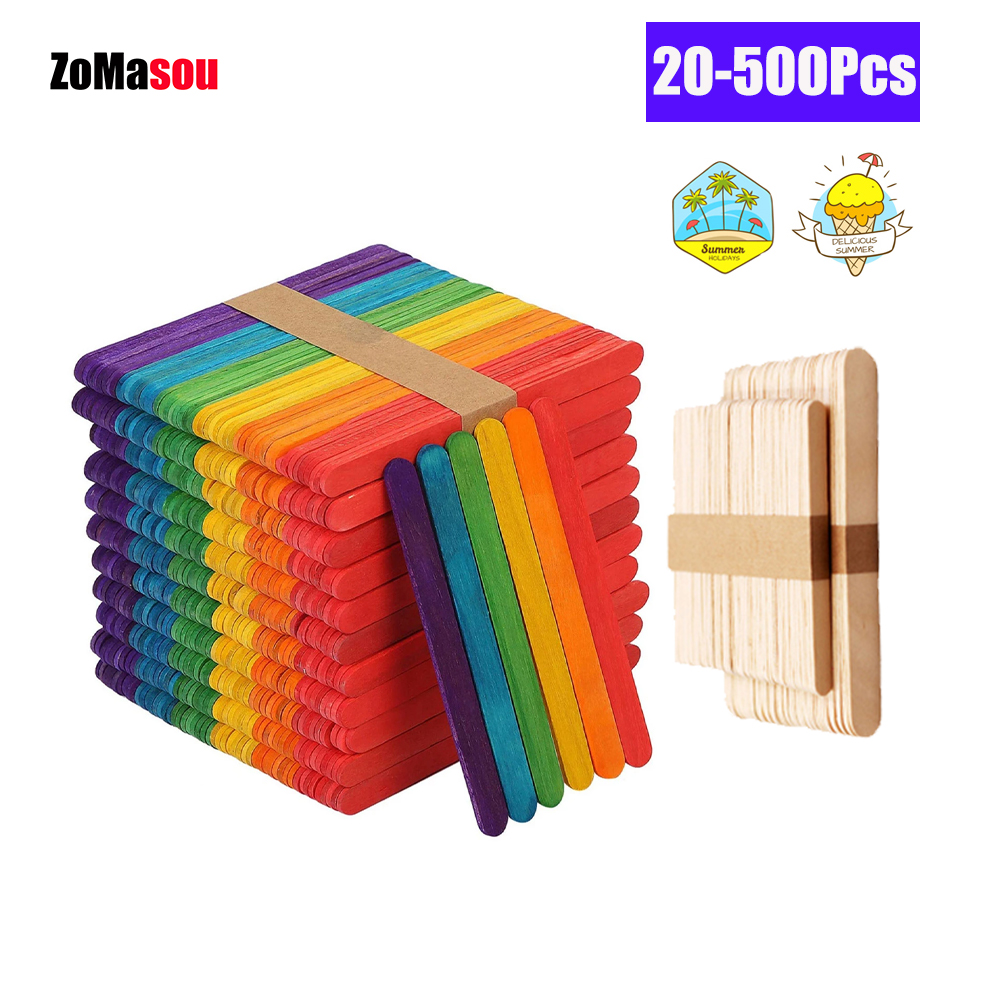 Eco Art Craft - 20/100/500Pcs Eis Popsicle Sticks Natürliche Holz