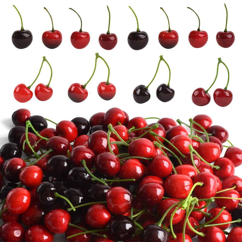 Art Craft Table - 10 Stück Künstliche Kirschen Fake-Frucht-Modelle Kuchen-Ornamente