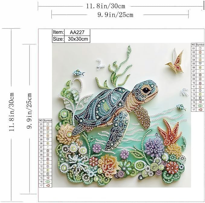 Meeresschildkröten-Diamantmale – Art Craft Flower Bewertung und Preis