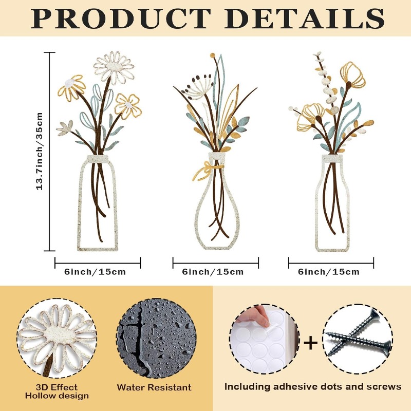 3 Stück Metallblumen Wanddekor – Art Craft Flower Bewertung und Preis
